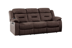 English Elm Modern Velvet Reclining Sofa with Usb Port Tufted Plush Back and Pillow Arms Chocolate B011P468570