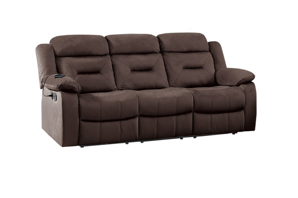 English Elm Modern Velvet Reclining Sofa with Usb Port Tufted Plush Back and Pillow Arms Chocolate B011P468570
