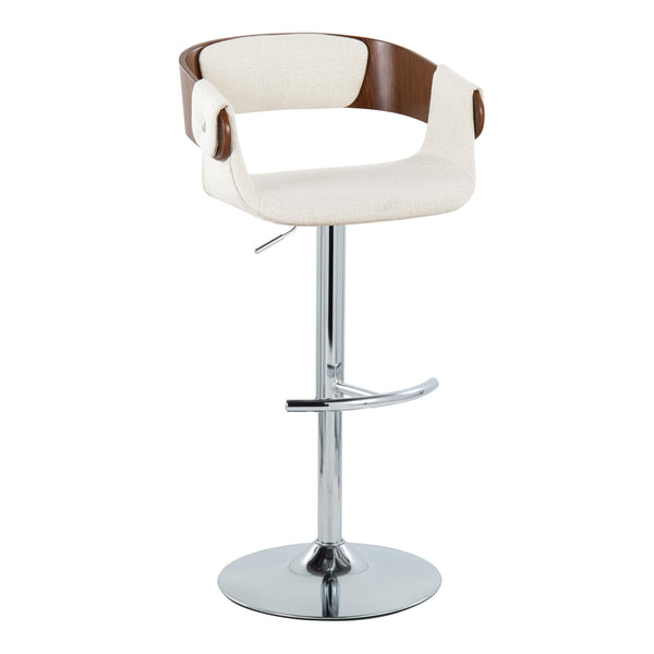 English Elm Elisa Mid-Century Modern Adjustable Barstool Set Of 2 - Cream Fabric, Walnut & Chrome For Chic Spaces B202S00827