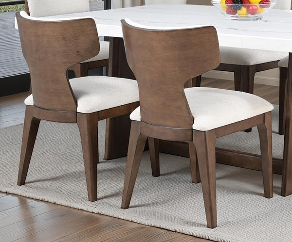 English Elm Brown Mid-Century 2pc Dining Chair Set with Curved Wood Backrest and Sleek Minimalist Design Brown 28 L x 22 W x 23 H B2741P404851