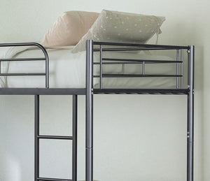 English Elm Black Twin Loft Bed with House-Style Gable, Full Metal Frame, Angled Ladder, Modern Kids Bunk Black 14 L x 80 W x 7 H B2741P348880