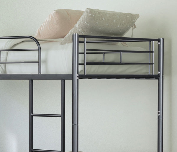 English Elm Black Twin Loft Bed with House-Style Gable, Full Metal Frame, Angled Ladder, Modern Kids Bunk Black 14 L x 80 W x 7 H B2741P348880