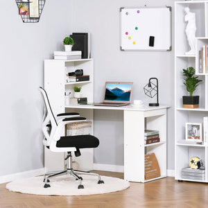 English Elm HOMCOM 47" Modern Home Office Desk with 6-Tier Shelves, Space-Saving Writing Table, White Finish W2225P174000