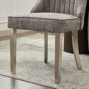 English Elm Rayon Upholstered Chenille Dining Chairs Set Of 2 With Silver Stainless Steel Legs For Elegant Comfort W1143P293316-GIGA