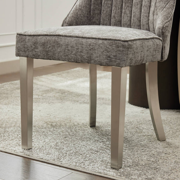 English Elm Rayon High Back Dining Chair Set with Plush Flocking Upholstery, Golden Stainless Legs, Comfort-Focused Design W1143P293316 W1143P293316