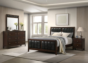 English Elm Warwick Queen Bedroom Set with Leatherette Headboard in Modern Cocoa Finish B062S00742