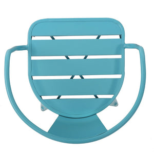 English Elm Colmar Outdoor Iron Bistro Set Powder Coated Slatted Armchairs Round Patio Table Blue 56558.00MCB
