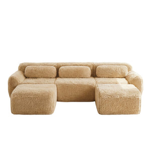 English Elm U-shaped Modular Sectional Sofa Plush Cloud Foam Boneless Build for Home Theater Lounging Light Khaki W714S01569