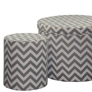 English Elm 17.35" Gray Chevron Storage Ottoman with Hidden Compartment, Round Seating Stool, Durable Wood Frame, Versatile Décor Accent B072116453