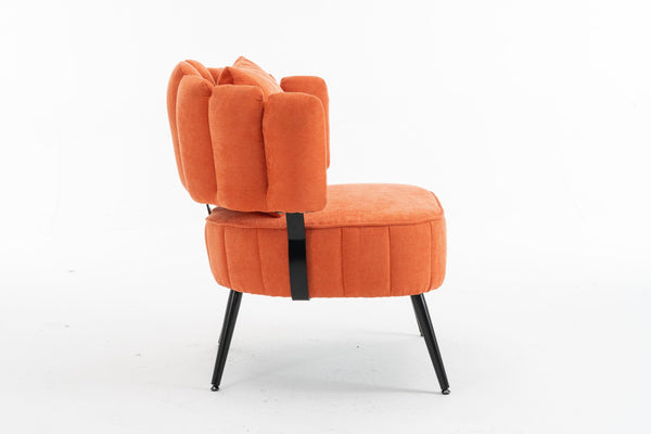 English Elm Decorative Chenille Barrel Tub Chair with Pocket Coil Cushion for Cozy Reading Nooks Orange W5188P462023