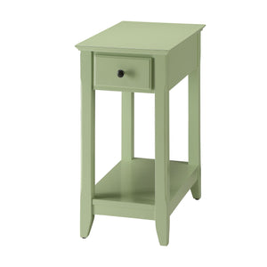 English Elm Light Green Mid-Century Accent Table with Drawer & Shelf, Compact Storage for Small Spaces, Stylish Stability B062P185682