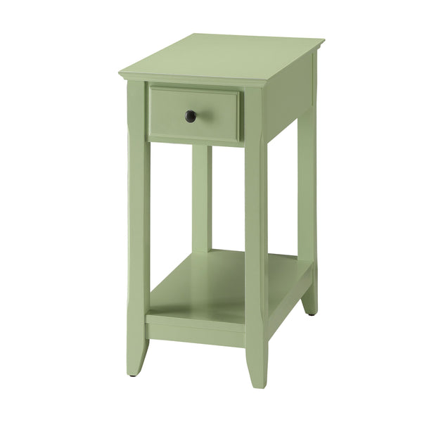 English Elm Light Green Mid-Century Accent Table with Drawer & Shelf, Compact Storage for Small Spaces, Stylish Stability B062P185682