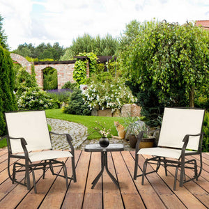 English Elm Outsunny 3-Piece Outdoor Glider Set: 2 Stylish Rocking Chairs & Glass Table For Patios & Gardens W2225P217096-GIGA