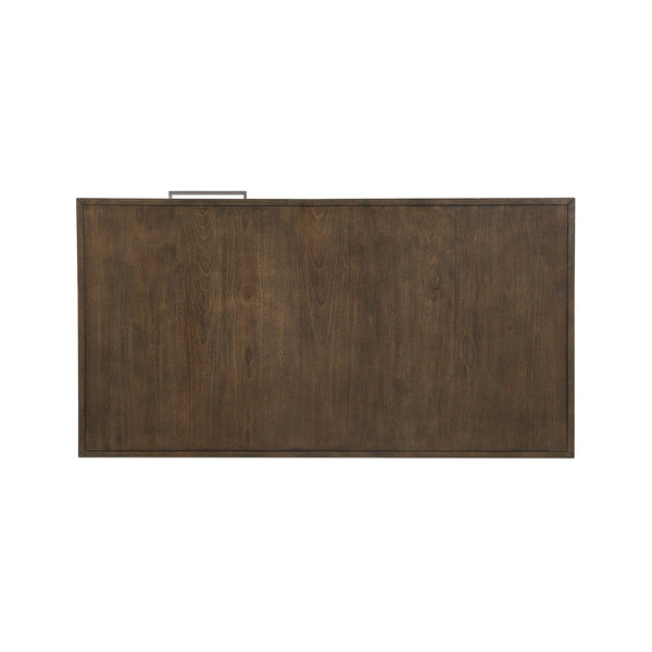 English Elm Modern Mango Veneer End Table with Dovetail Drawer and Open Shelf, Nickel Pull, Contemporary Storage Design Espresso 53.5 L x 29.5 W x 22 H B011P387102