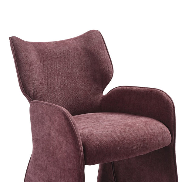English Elm Alicia Sculptural Wraparound Upholstered Dining Chair with Curved Sled Base for Modern Rooms Purple B2736P464805