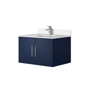 English Elm Navy Wood Bath Vanity 30" W x 22" D with White Quartz Top, Soft-Close Storage & Chrome Faucet Set B2731P258583