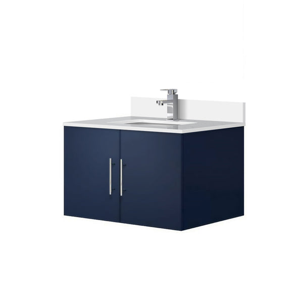 English Elm Navy Wood Bath Vanity 30" W x 22" D with White Quartz Top, Soft-Close Storage & Chrome Faucet Set B2731P258583