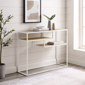 English Elm Walker Edison - Modern Floating Entryway Shelf Table Coastal Oak & Off-White – Sleek Minimal Design, Steel Mounting, Warp-Resistant MDF, Quick Assembly B185P244161