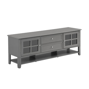 English Elm TV Stand with Modern Sleek Panel Design, Soft-Closing Drawers, Magnetic Doors & Sturdy Storage System Grey WF309280AAK