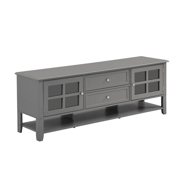 English Elm TV Stand with Modern Sleek Panel Design, Soft-Closing Drawers, Magnetic Doors & Sturdy Storage System Grey WF309280AAK