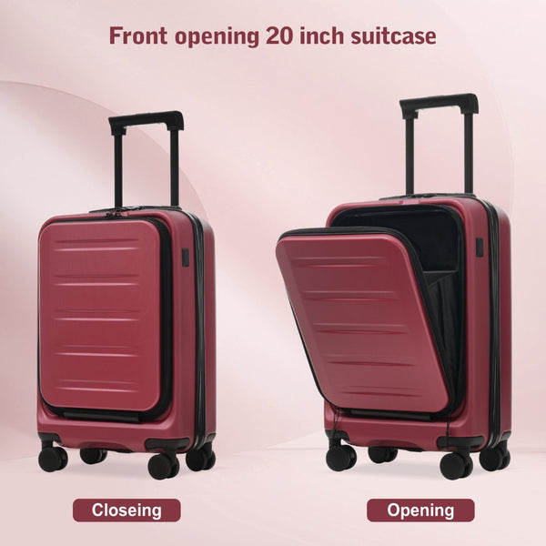 English Elm Luggage 5 Piece Hardside Abs Set with Front Access Carry on and Tsa Spinner Wheels Red N732P391544R
