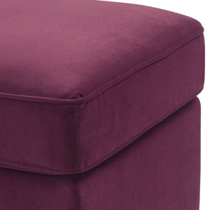 English Elm Burgundy Rectangle Ottoman with Faux Fur Pillows, Pocket Coil Comfort, Metal Legs, Durable Luxury Seating B062P185665