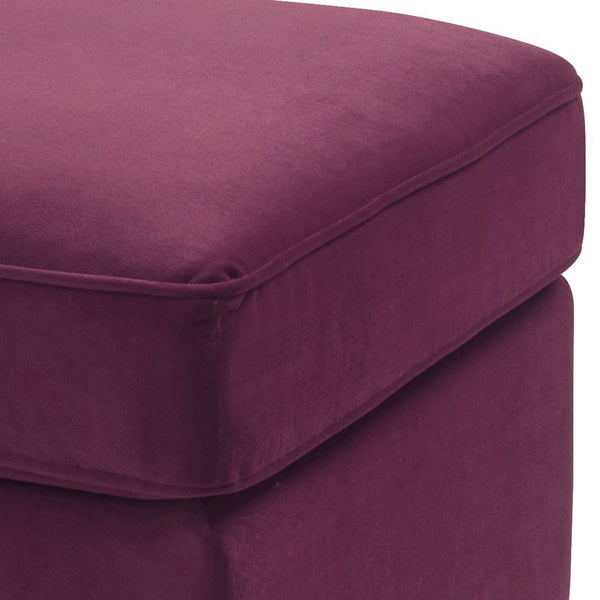 English Elm Burgundy Rectangle Ottoman with Faux Fur Pillows, Pocket Coil Comfort, Metal Legs, Durable Luxury Seating B062P185665