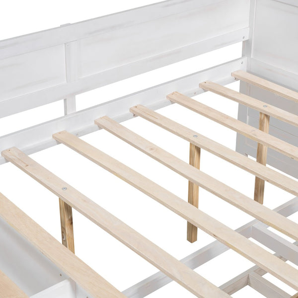 English Elm Full Size Daybed with Storage Drawers Open Shelves Low Profile Contemporary Frame White LP102023AAK-1