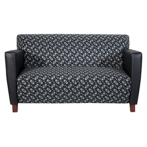 OSP Home Furnishings 2 Tone Upholstered Lounge Chair with Black Arms Cherry Legs Padded Seat Modern Style SF8472-K107/R107