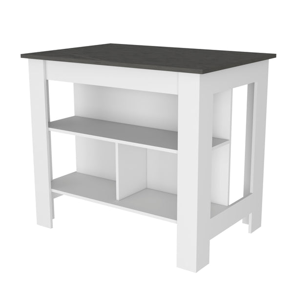 English Elm Brooklyn Kitchen Island with Spacious 40.5" Top, Three Concealed Shelves, Multicolor, Sturdy Design B128P148878