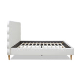 English Elm Stockholm Modern Wavy Headboard Platform Bed, King, Antique White Polyester