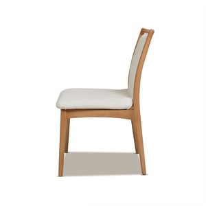 English Elm Jennifer Taylor Home - Scandi Natural Light Brown Wood Dining Chair Set of 2 — White Stain‑Resistant Polyester, Solid Rubberwood Finish B2719P238261