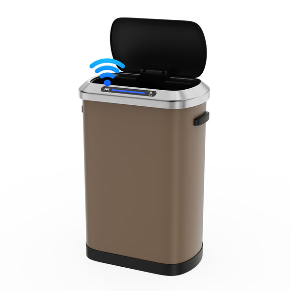 English Elm 50L Smart automatic Trash Can with Silent Slow-Close Lid, Motion Sensor, Durable 0.45mm Steel Body Brown W1550P247980