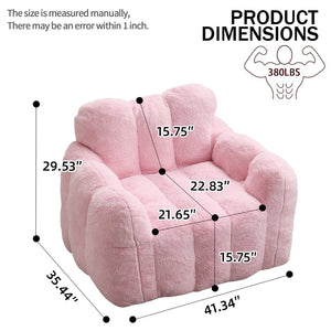 English Elm Lotus Oversized Bean Bag Sofa Memory Foam Filled Accent Chair for Living Room Pink W2311P457273