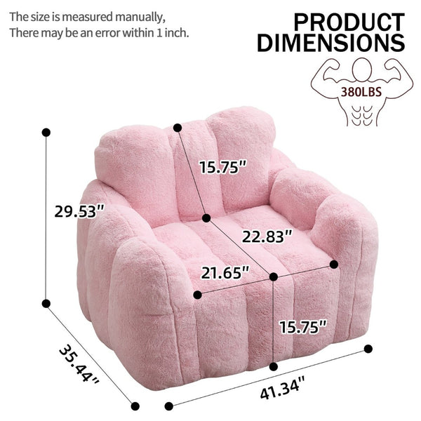 English Elm Lotus Oversized Bean Bag Sofa Memory Foam Filled Accent Chair for Living Room Pink W2311P457273