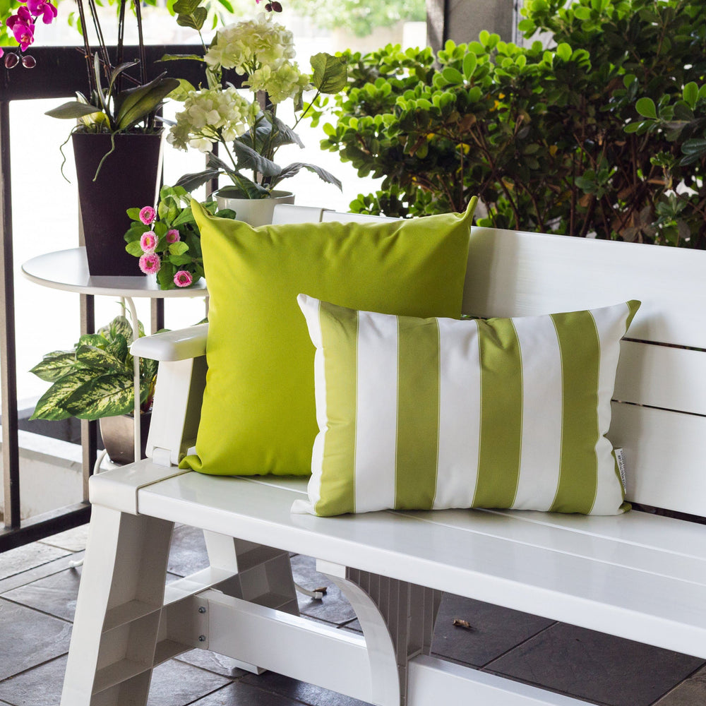 English Elm Horizon Stripe Pillow 14" X 20" - Vibrant Lime Green For Indoor & Outdoor Comfort And Style B357P367230