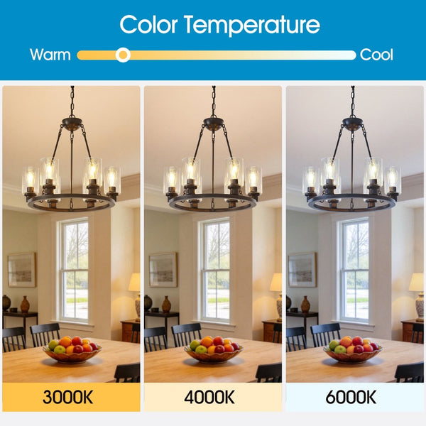 English Elm 23.62'' Farmhouse Wagon Wheel Chandelier Six Seeded Glass Shades Brown Metal Finish W5008P468517