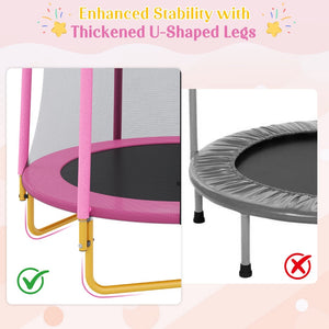 English Elm [without Basketball Hoop] 5.5 Ft Kids Trampoline with Safety Net and Foam Padded Poles Pink N739P443065H