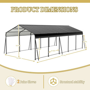 English Elm Campcraft Double Vehicle Steel Carport Uv Protected Snow Rated Outdoor Shelter W1598S00025