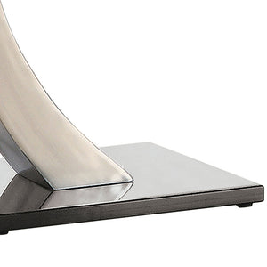 English Elm Terrell Satin Silver End Table with Rectangular Glass Top, Matte Metal Frame & Polished Black Base B062S00661