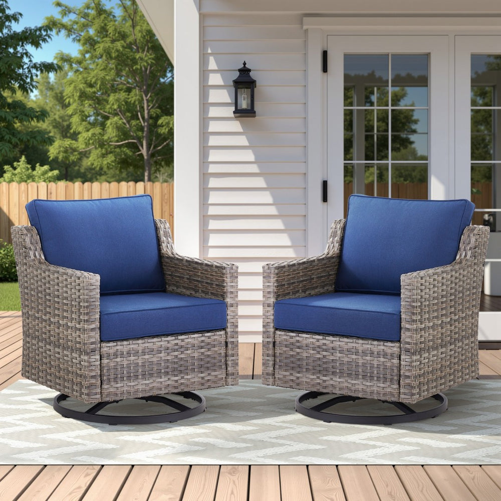 English Elm 73.2" Outdoor Handwoven Rattan 3 Seat Sofa with Olefin Cushions for Porch or Patio Blue T3773P416342
