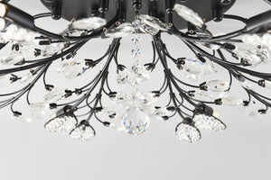 English Elm 18-light Matte Black Rectangular Chandelier Seeded Glass Farmhouse Dining Room Fixture W5008P466524