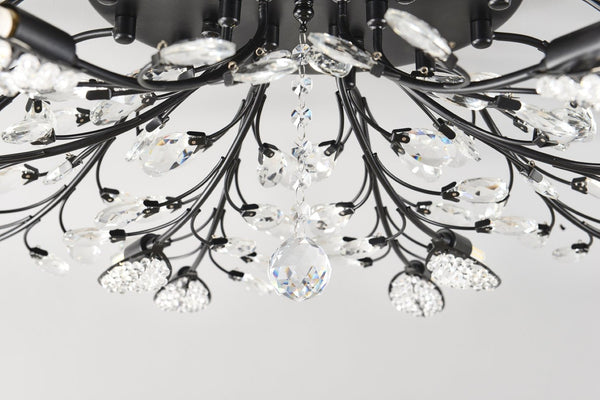 English Elm 18-light Matte Black Rectangular Chandelier Seeded Glass Farmhouse Dining Room Fixture W5008P466524