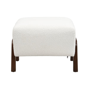 English Elm Christopher Knight Home® - Upholstered Ottoman With Wooden Legs In White Boucle - Modern, Versatile Accent For Any Room N757P303227W