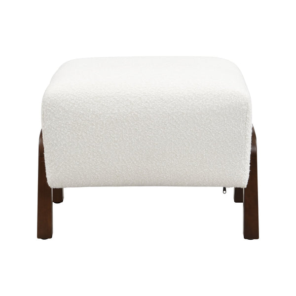 English Elm Christopher Knight Home® - Upholstered Ottoman Set Of 2: Chic White Boucle With Sturdy Wooden Legs For Modern Home Décor N757P303228W
