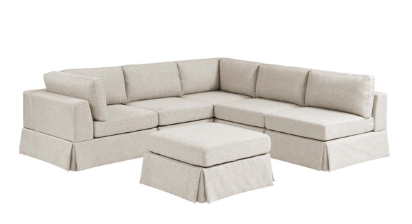 English Elm 6-Piece Upholstered Sectional - Modular Comfort With Classic French Style, Perfect For Any Living Space B343S00014