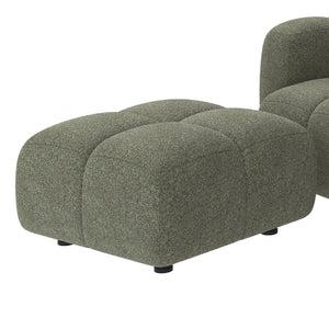 English Elm Beige Boucle L-shaped Sectional with Sculptural Cushion Blocks and Movable Ottoman Green N758T404142F