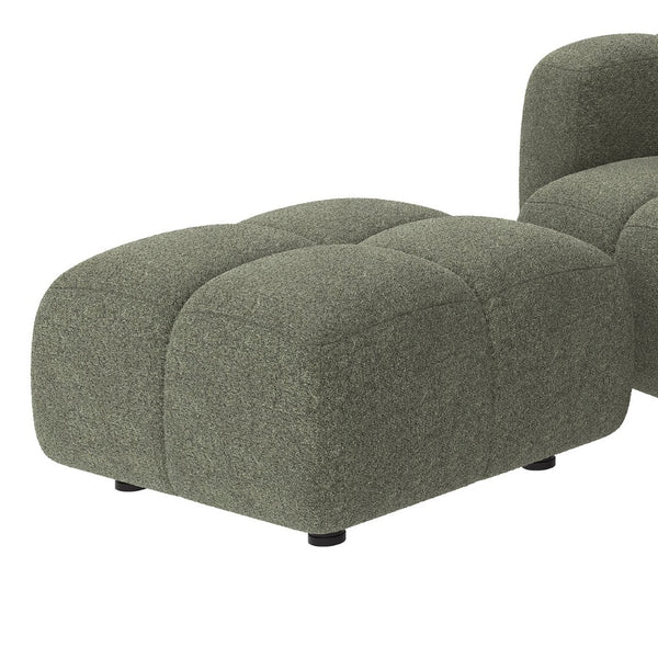 English Elm Beige Boucle L-shaped Sectional with Sculptural Cushion Blocks and Movable Ottoman Green N758T404142F