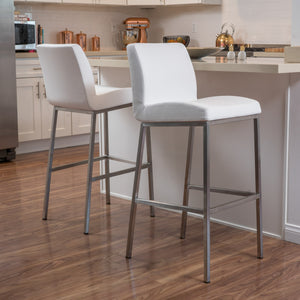 Christopher Knight Home® - Noble House - Vasos White Leather Barstool (Set of 2)