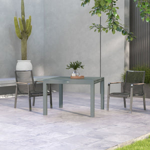 English Elm Outsunny Extendable Outdoor Dining Table - 41" To 83" Aluminum Frame & Stylish Wood-Effect Top W2225P200709-GIGA